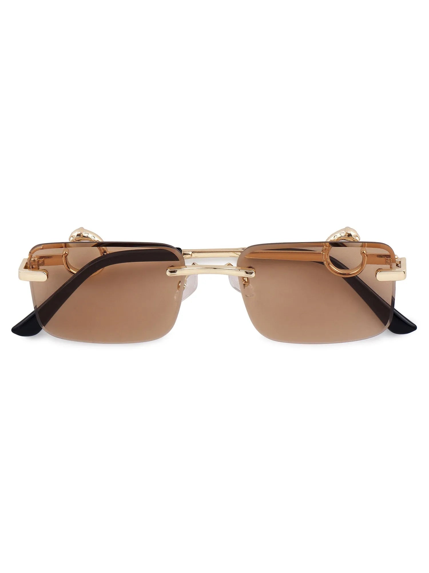 Phantoria | Yellow Small Rim Less Rectangle Sunglasses for Men & Women [UV-protected]