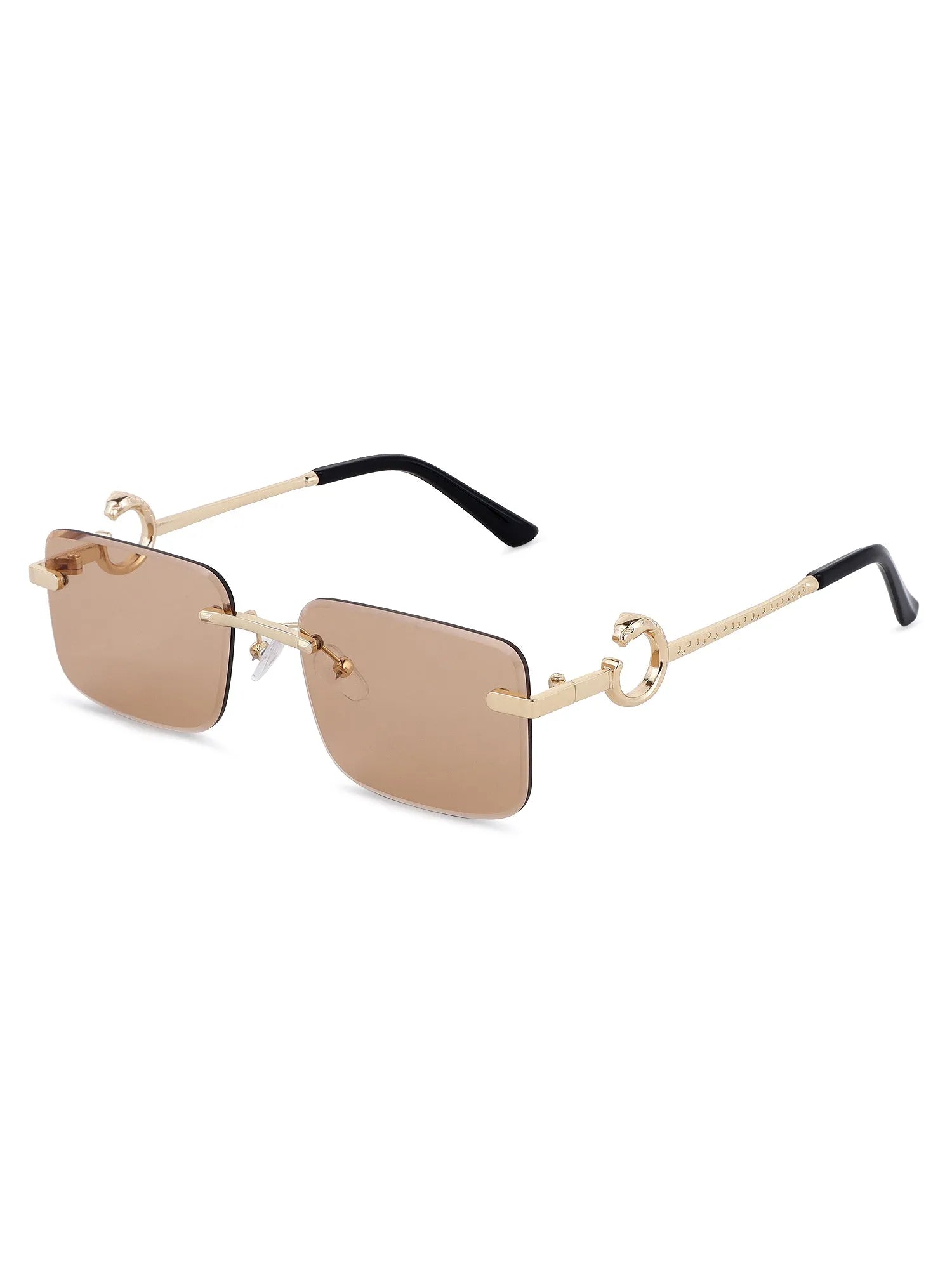 Phantoria | Yellow Small Rim Less Rectangle Sunglasses for Men & Women [UV-protected]