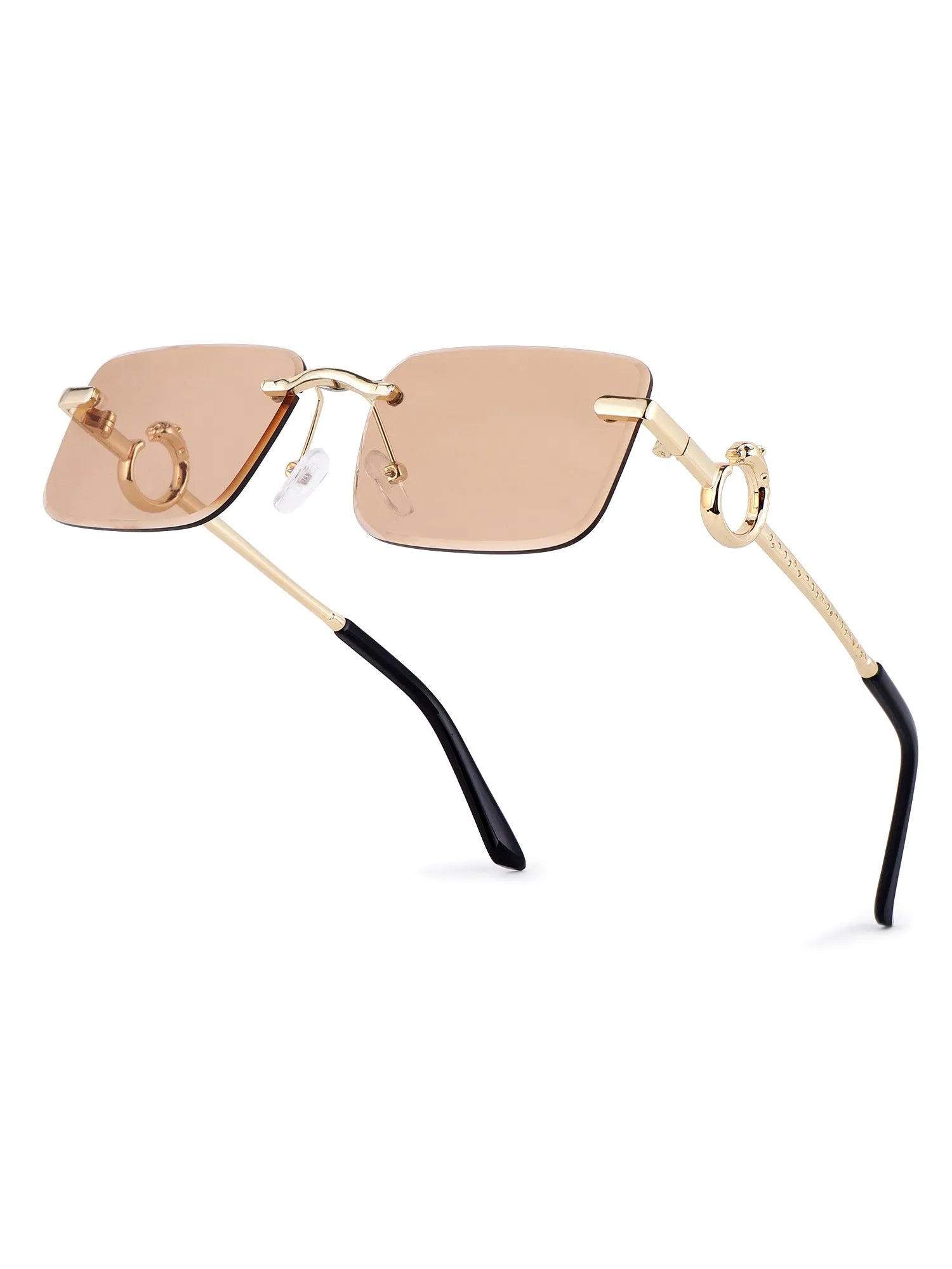Phantoria | Yellow Small Rim Less Rectangle Sunglasses for Men & Women [UV-protected]