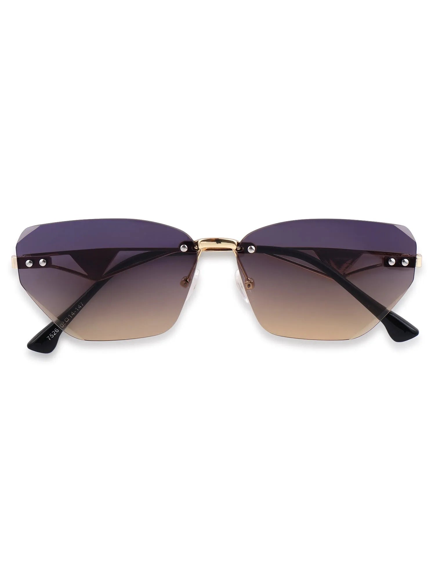 Rorion | Gradient Brown & Blue Medium Rim Less Rectangle Sunglasses for Men & Women [UV-protected]