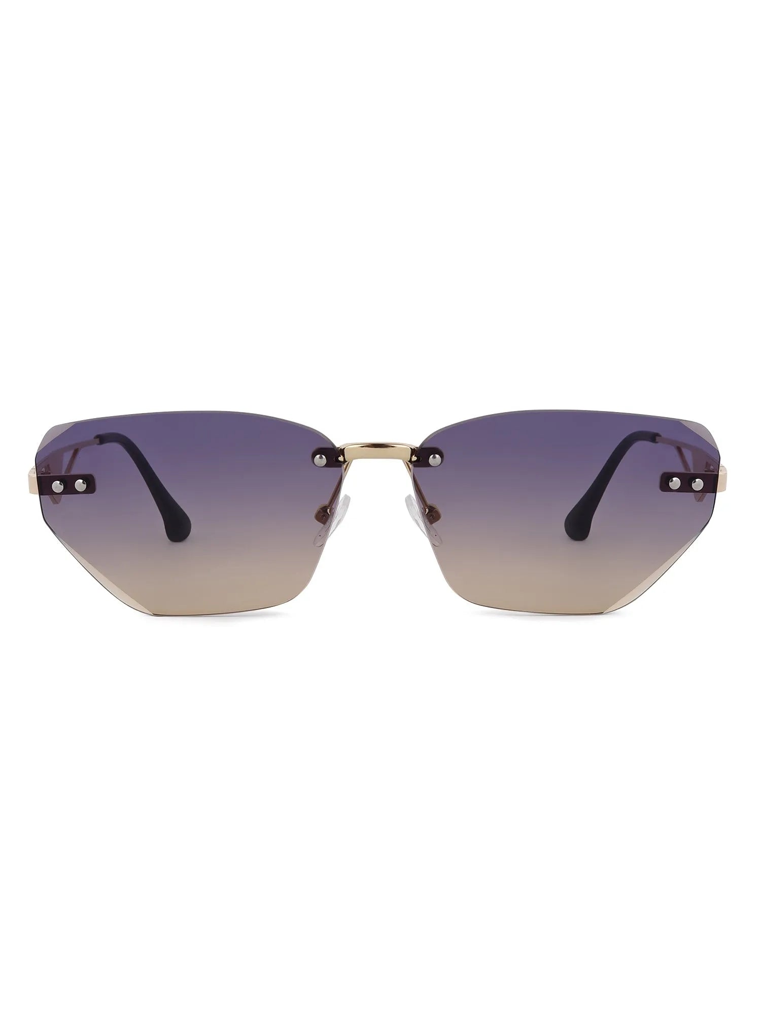 Rorion | Gradient Brown & Blue Medium Rim Less Rectangle Sunglasses for Men & Women [UV-protected]