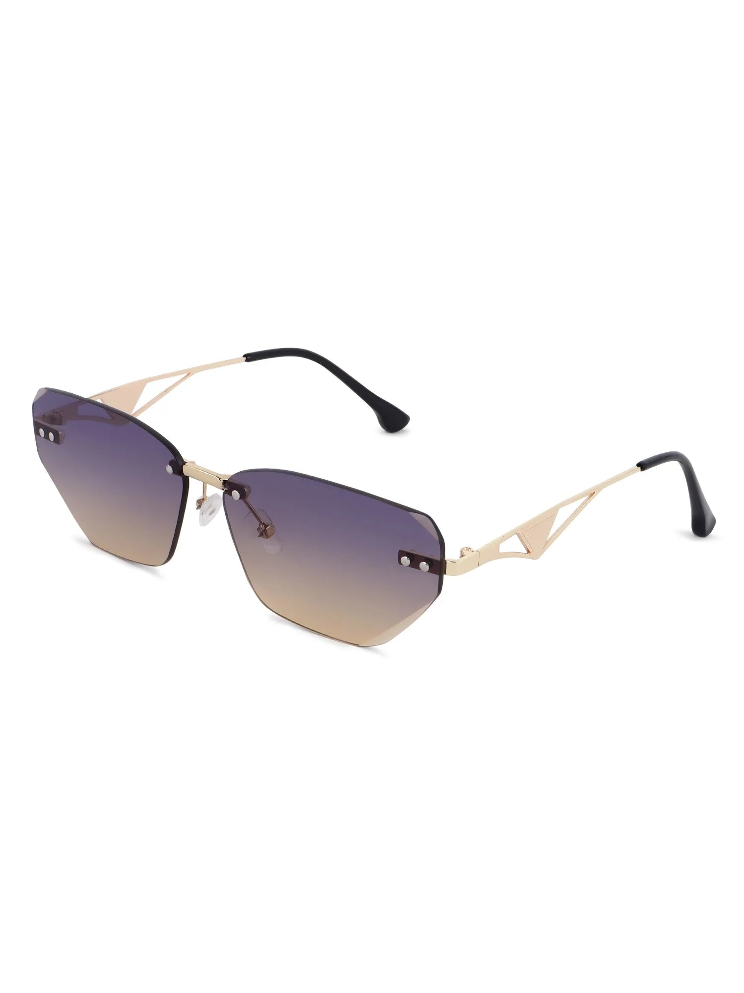 Rorion | Gradient Brown & Blue Medium Rim Less Rectangle Sunglasses for Men & Women [UV-protected]