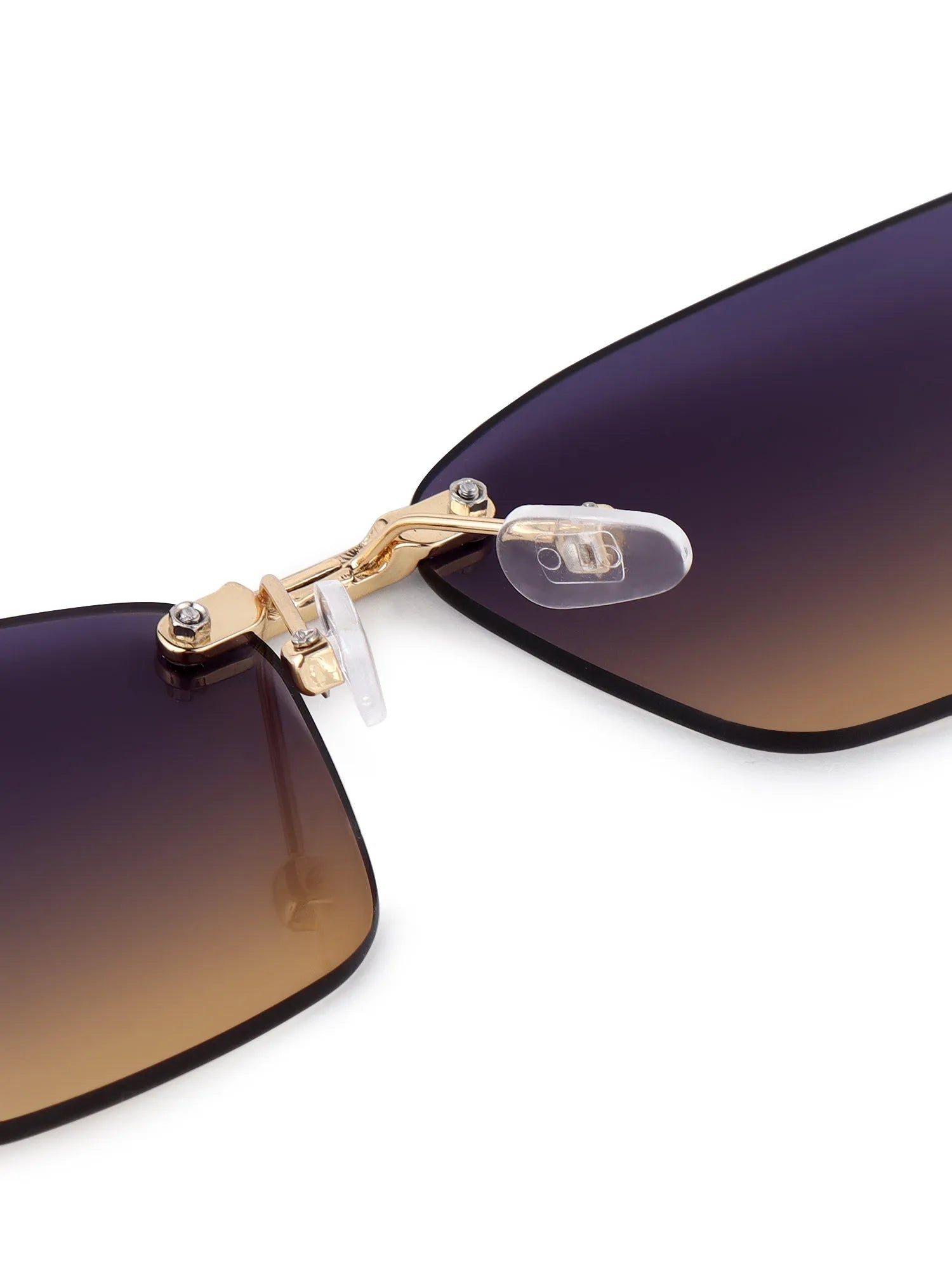 Rorion | Gradient Brown & Blue Medium Rim Less Rectangle Sunglasses for Men & Women [UV-protected]