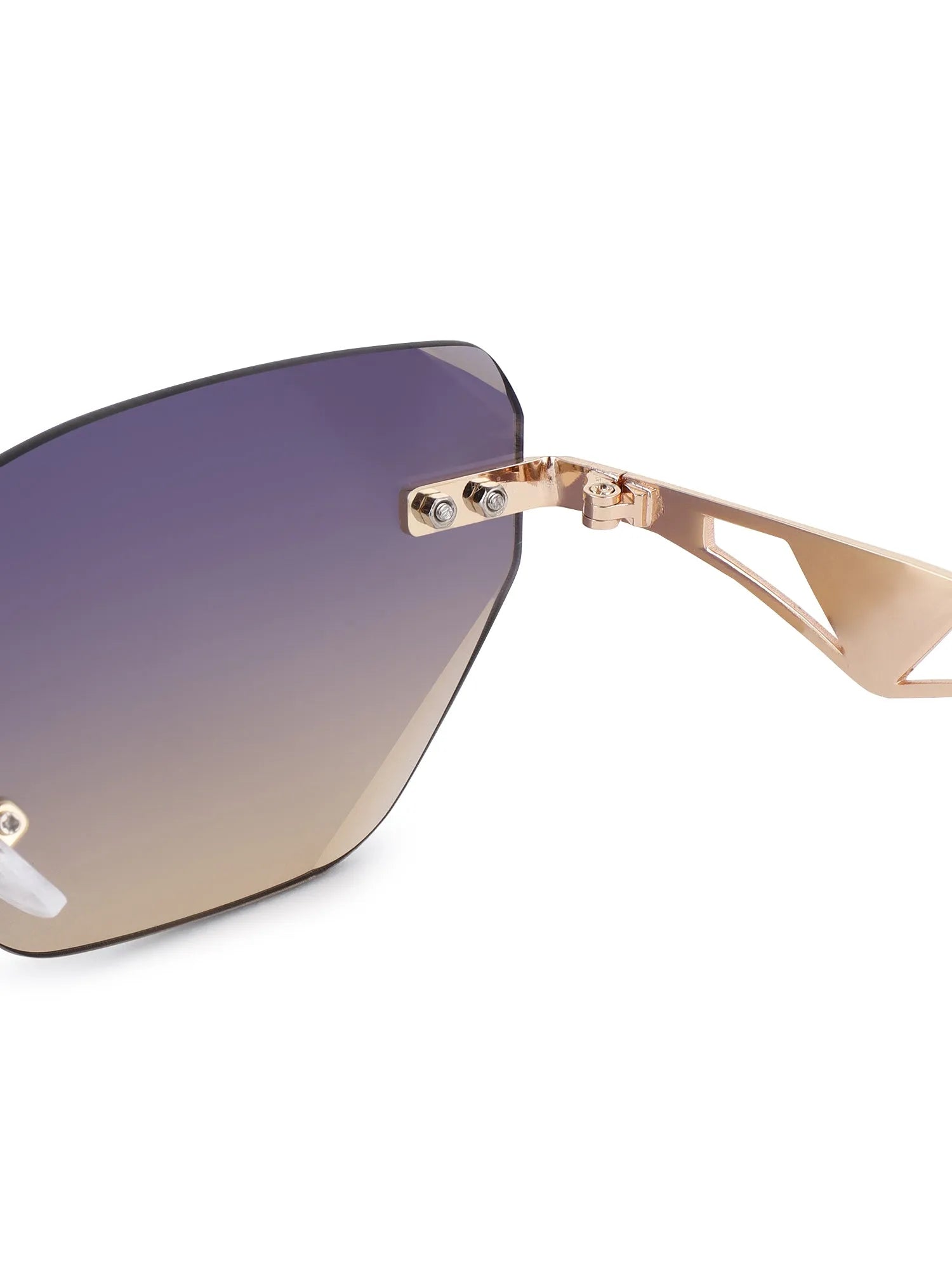 Rorion | Gradient Brown & Blue Medium Rim Less Rectangle Sunglasses for Men & Women [UV-protected]