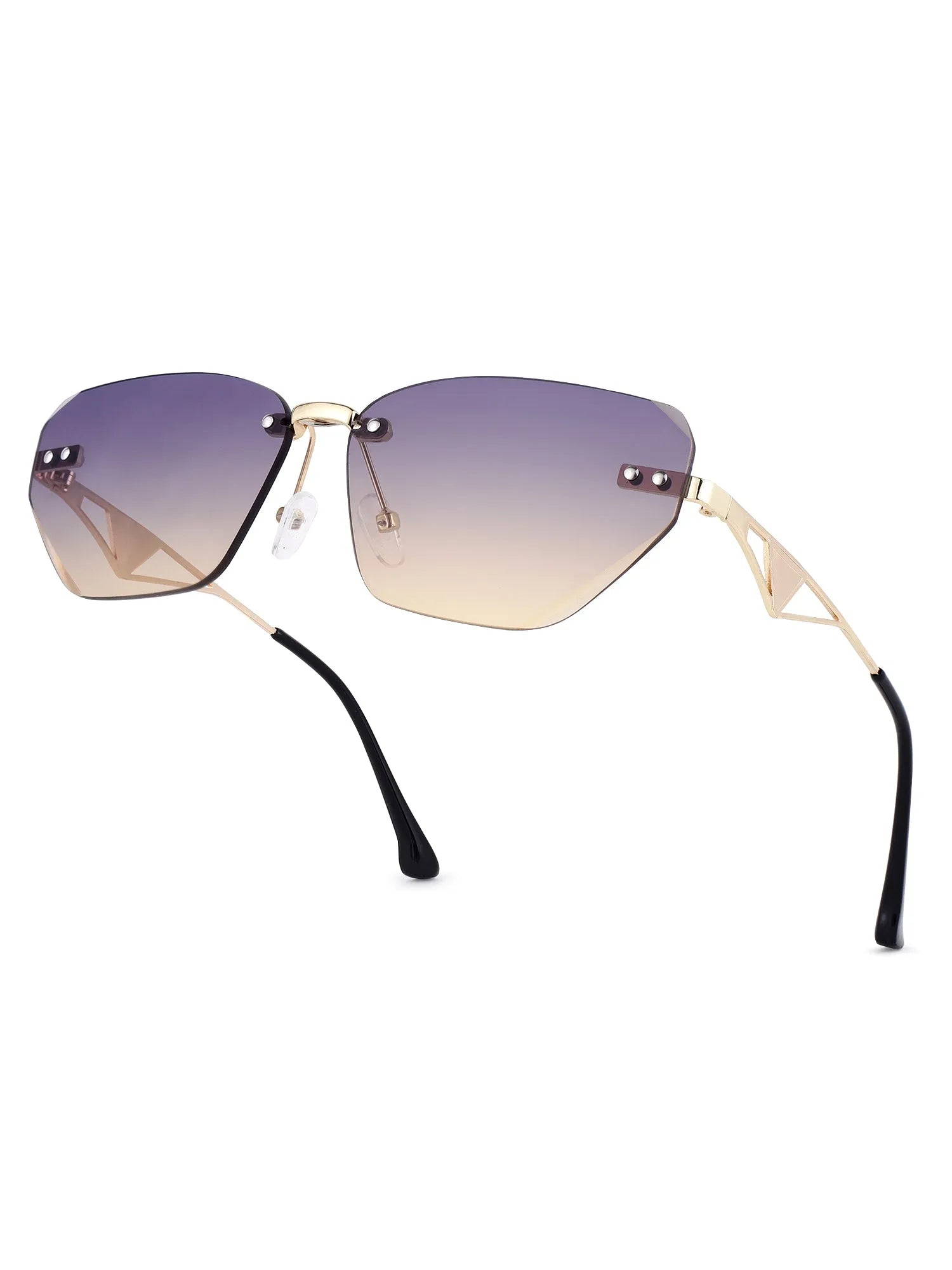 Rorion | Gradient Brown & Blue Medium Rim Less Rectangle Sunglasses for Men & Women [UV-protected]