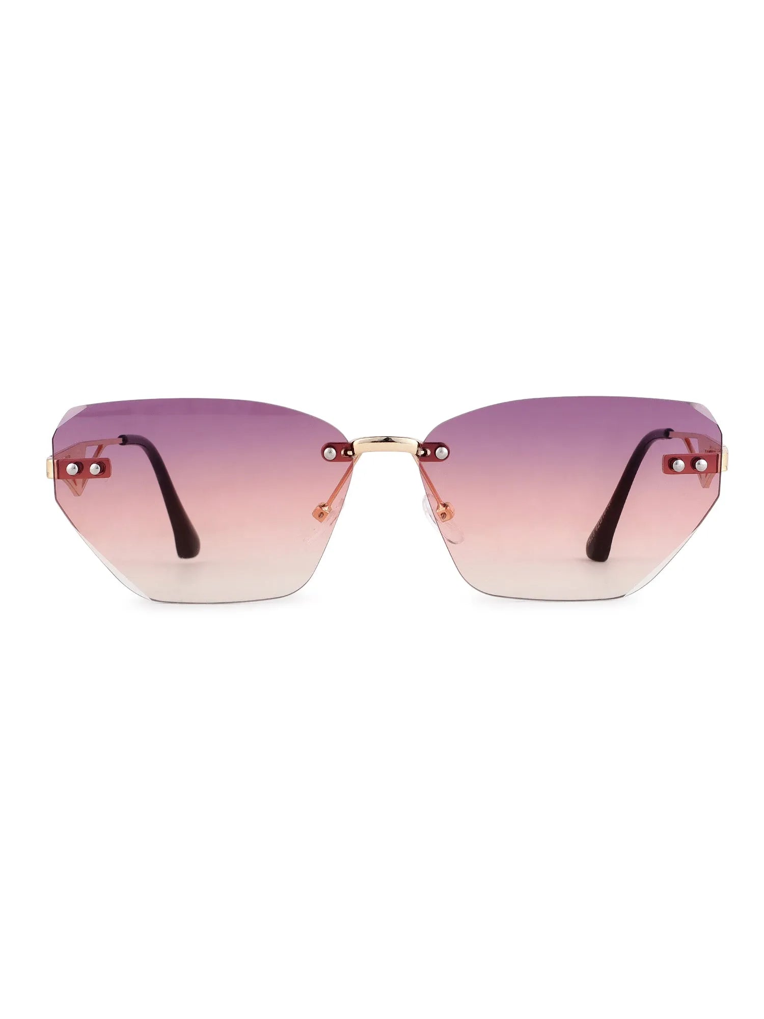 Rorion | Gradient Pink & Brown Medium Rim Less Rectangle Sunglasses for Men & Women [UV-protected]