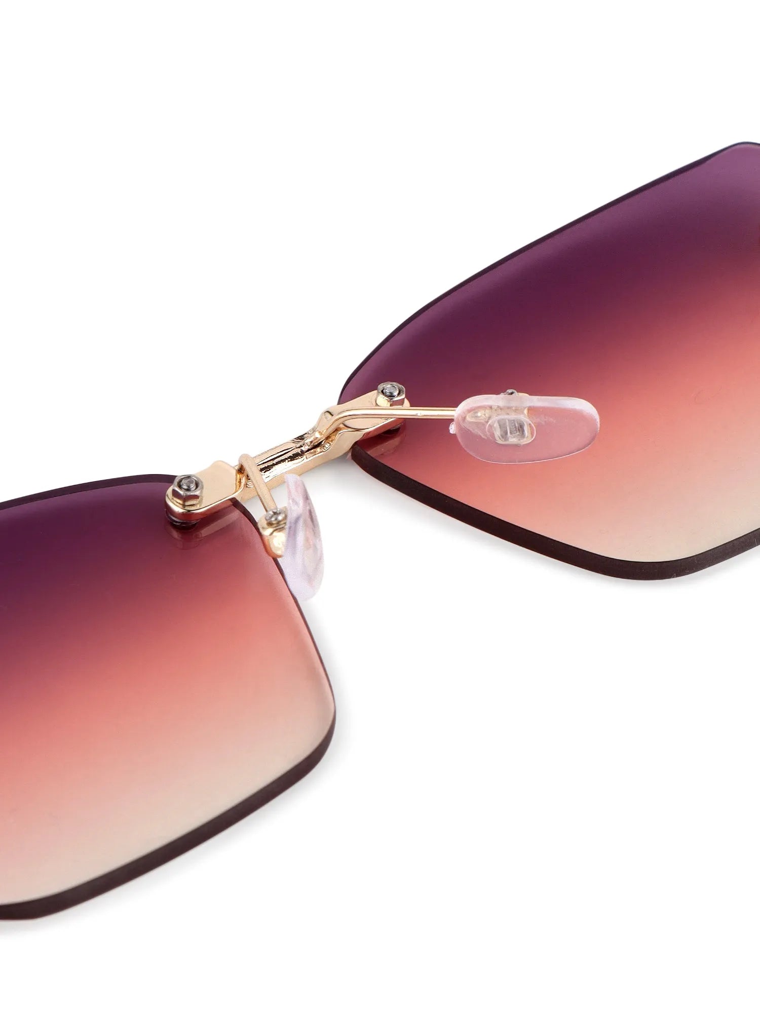 Rorion | Gradient Pink Medium Rim Less Rectangle Sunglasses for Men & Women [UV-protected]