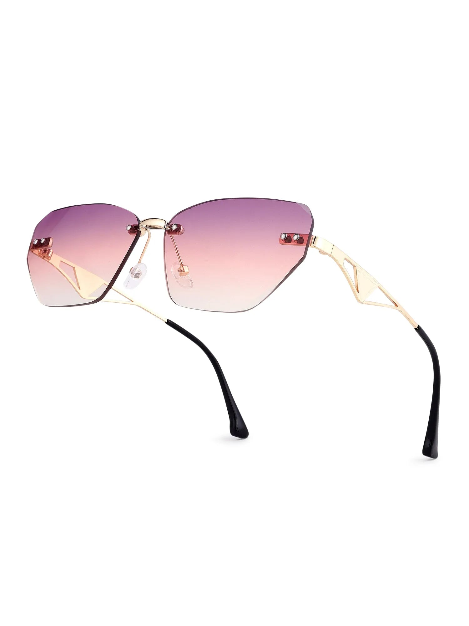 Rorion | Gradient Pink Medium Rim Less Rectangle Sunglasses for Men & Women [UV-protected]