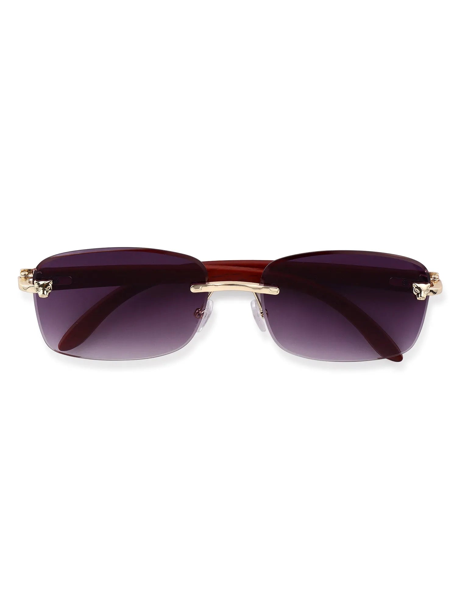 Stralor | Gradient Purple Medium Rim Less Rectangle Sunglasses for Men & Women [UV-protected]