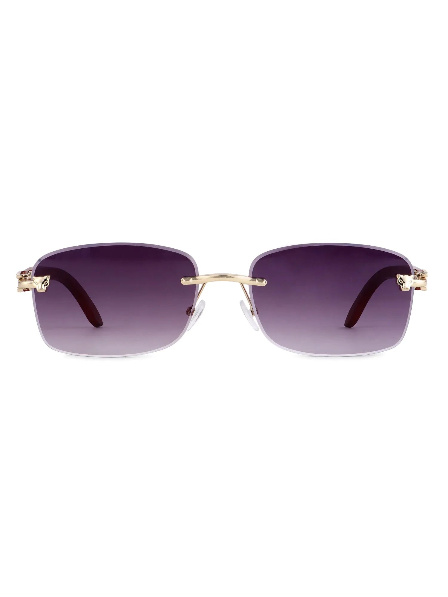 Stralor | Gradient Purple Medium Rim Less Rectangle Sunglasses for Men & Women [UV-protected]