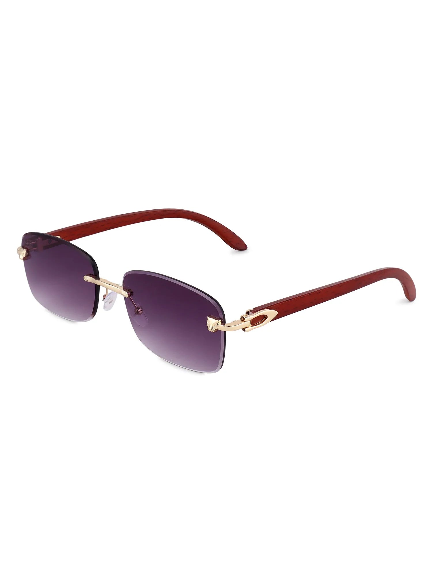 Stralor | Gradient Purple Medium Rim Less Rectangle Sunglasses for Men & Women [UV-protected]