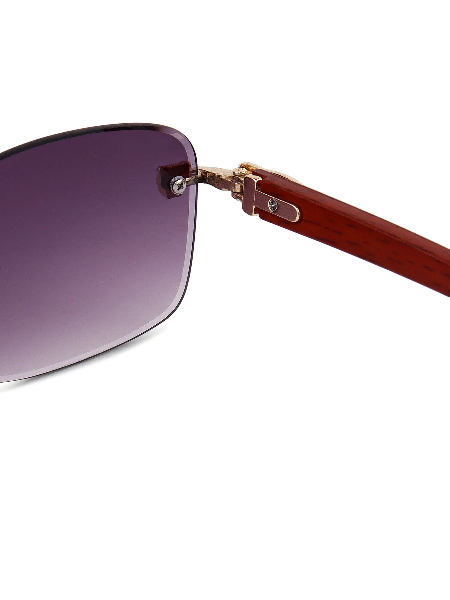 Stralor | Gradient Purple Medium Rim Less Rectangle Sunglasses for Men & Women [UV-protected]