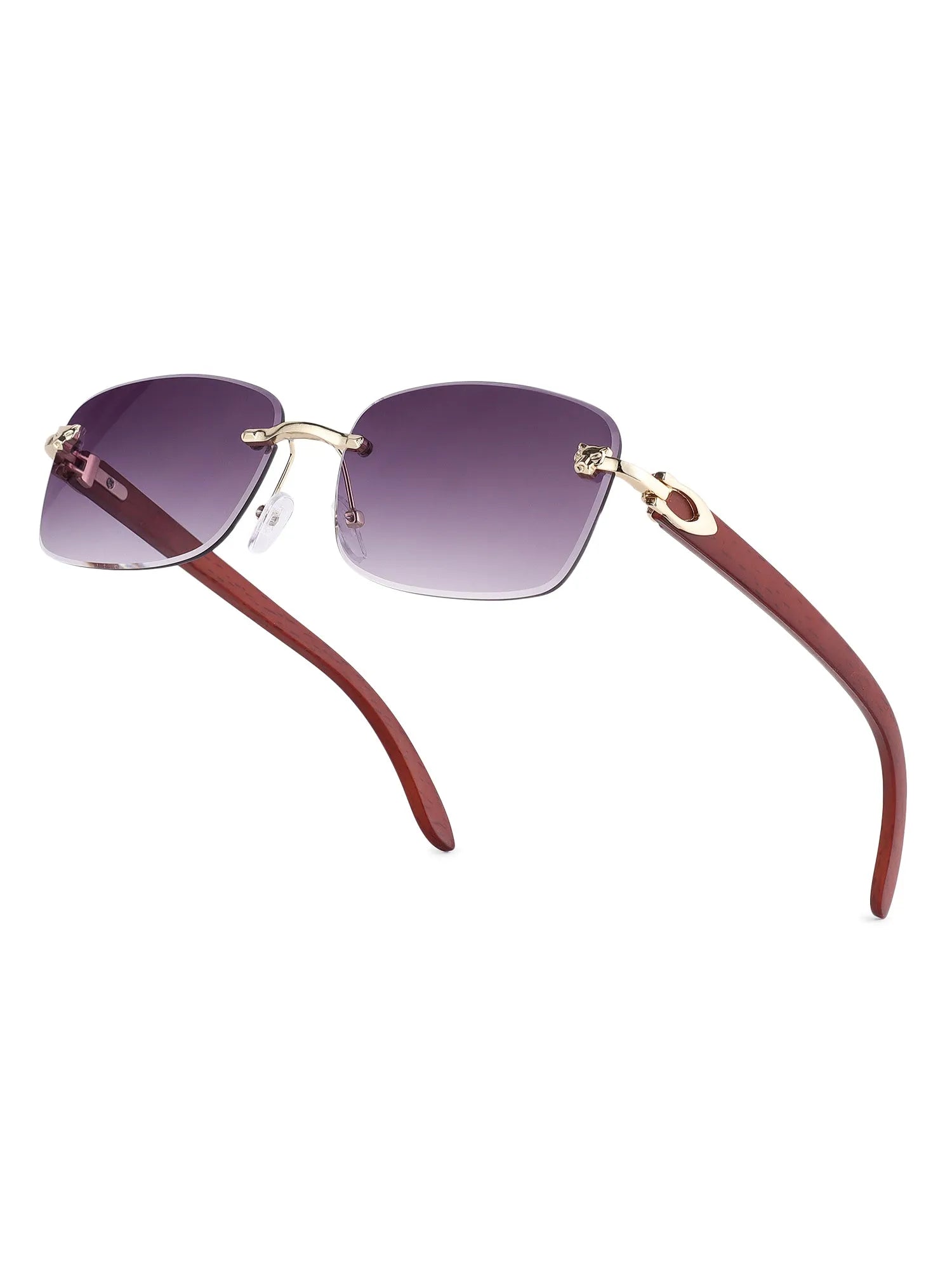 Stralor | Gradient Purple Medium Rim Less Rectangle Sunglasses for Men & Women [UV-protected]