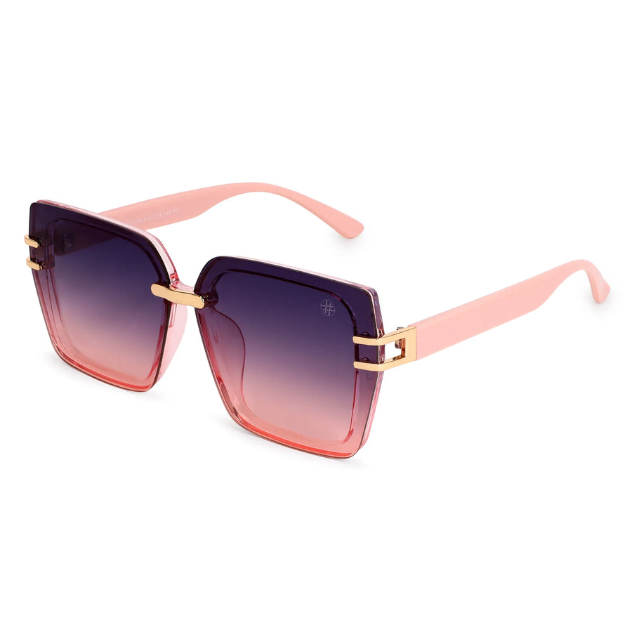 Valoria | Pink Large Full Rim Square Sunglasses for Women [UV-protected]