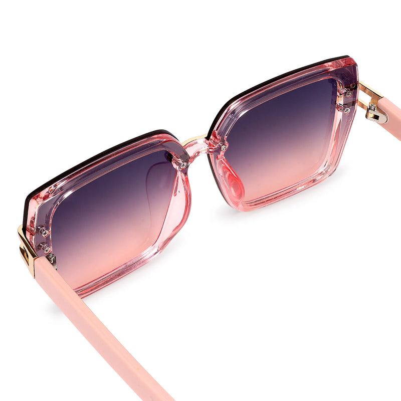 Valoria | Pink Large Full Rim Square Sunglasses for Women [UV-protected]