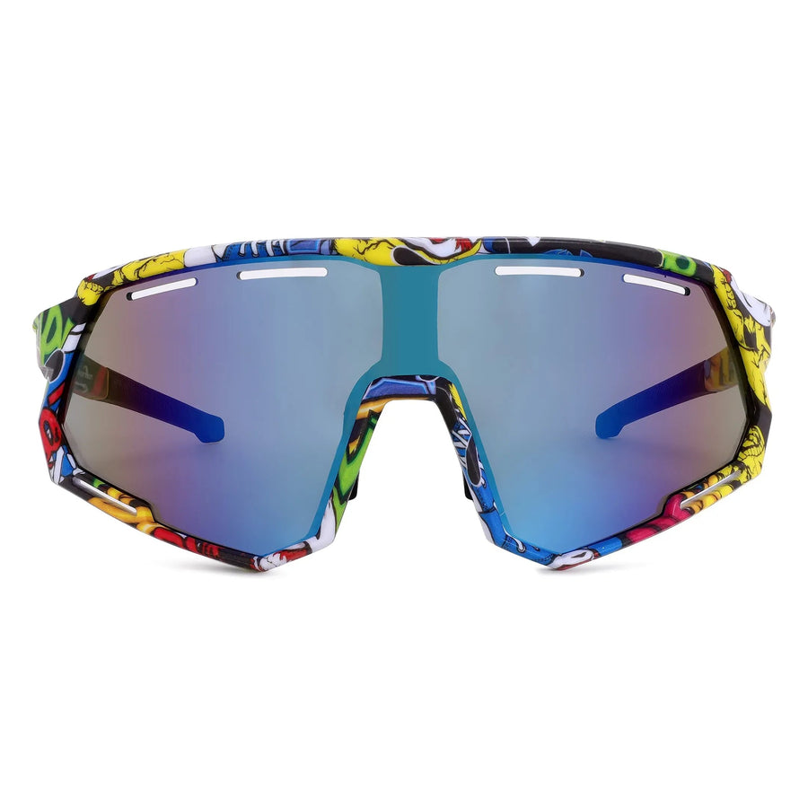 Myrion | Multi Texture Medium Full Rim Shield Sports Sunglasses for Men & Women [UV-protected]