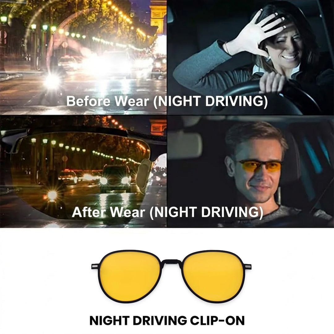 Caelium | Black Large Full Rim Aviator Clip-on for Men & Women [UV-protected]