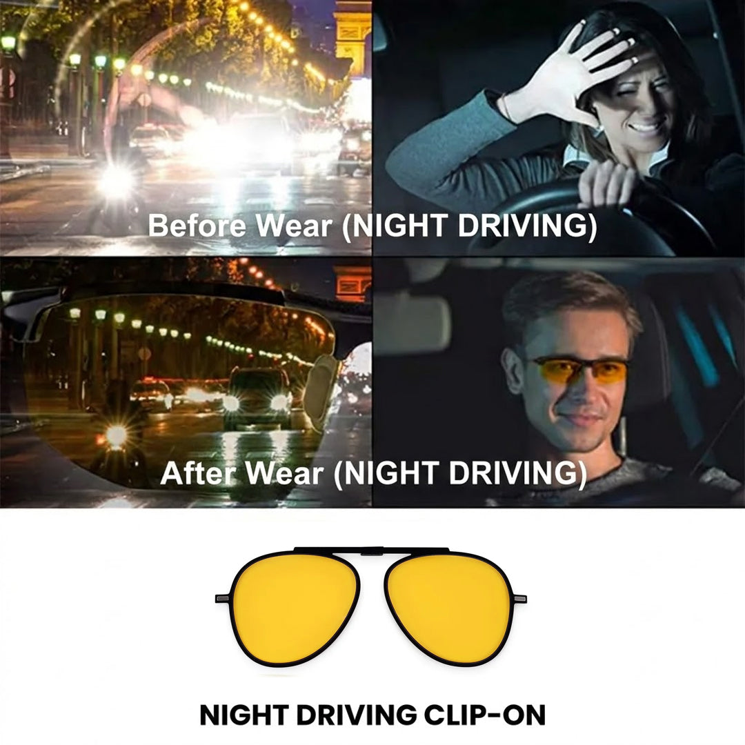 Eclipser | Black Medium Full Rim Aviator Clip-on for Men & Women [UV-protected]