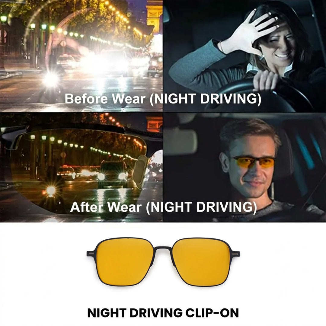 Baelora | Grey Large Full Rim Rectangle Clip-on for Men & Women [UV-protected]