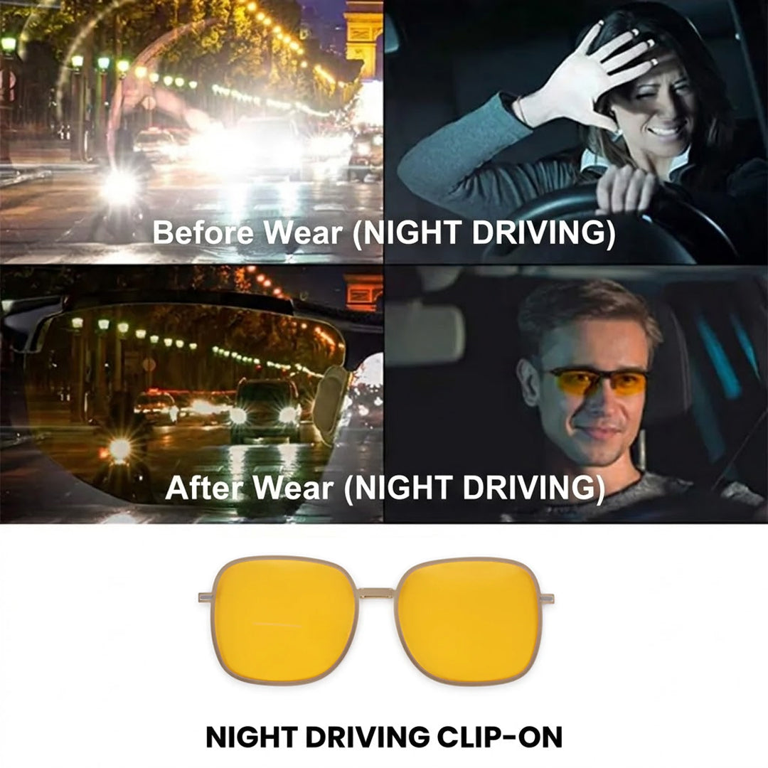 Duskra | Rose Gold & Transparent Large Full Rim Square Clip-on for Men & Women [UV-protected]