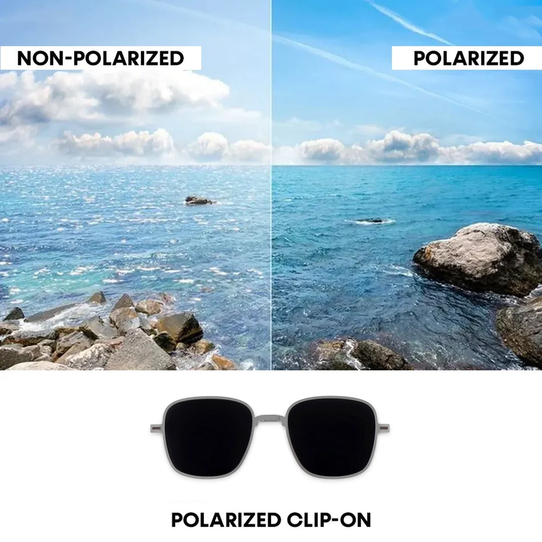 Cyronis | Silver & Blue Large Full Rim Square Clip-on for Men & Women [UV-protected]