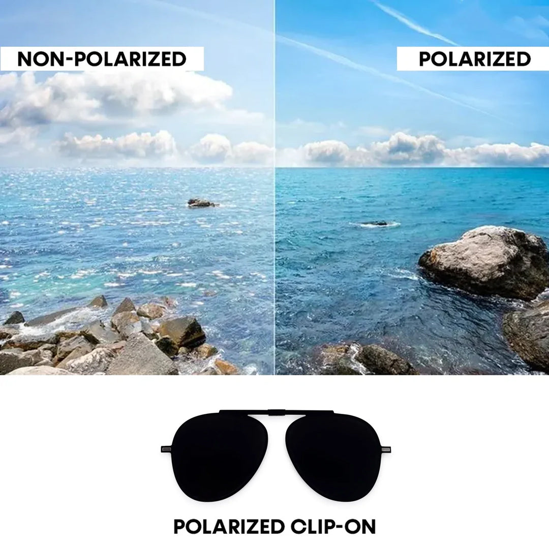 Eclipser | Black Medium Full Rim Aviator Clip-on for Men & Women [UV-protected]