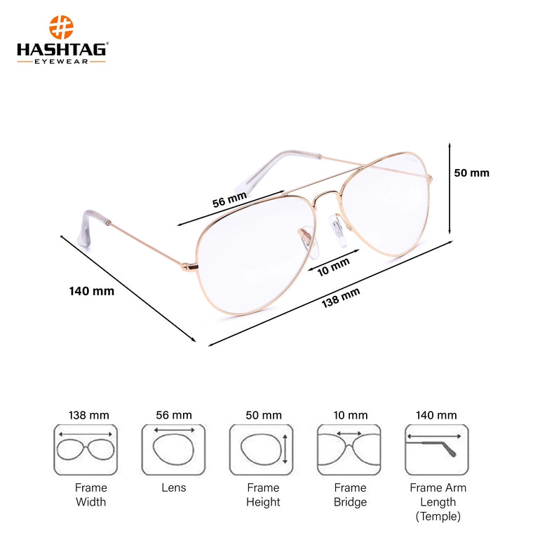 Hashtag Exclusive Aviator Metal Grey Sunglasses for men and women- R-one 2025 Gold