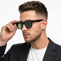 Nebulix | Black Medium Full Rim Wayfarer Sunglasses for Men [UV-protected]