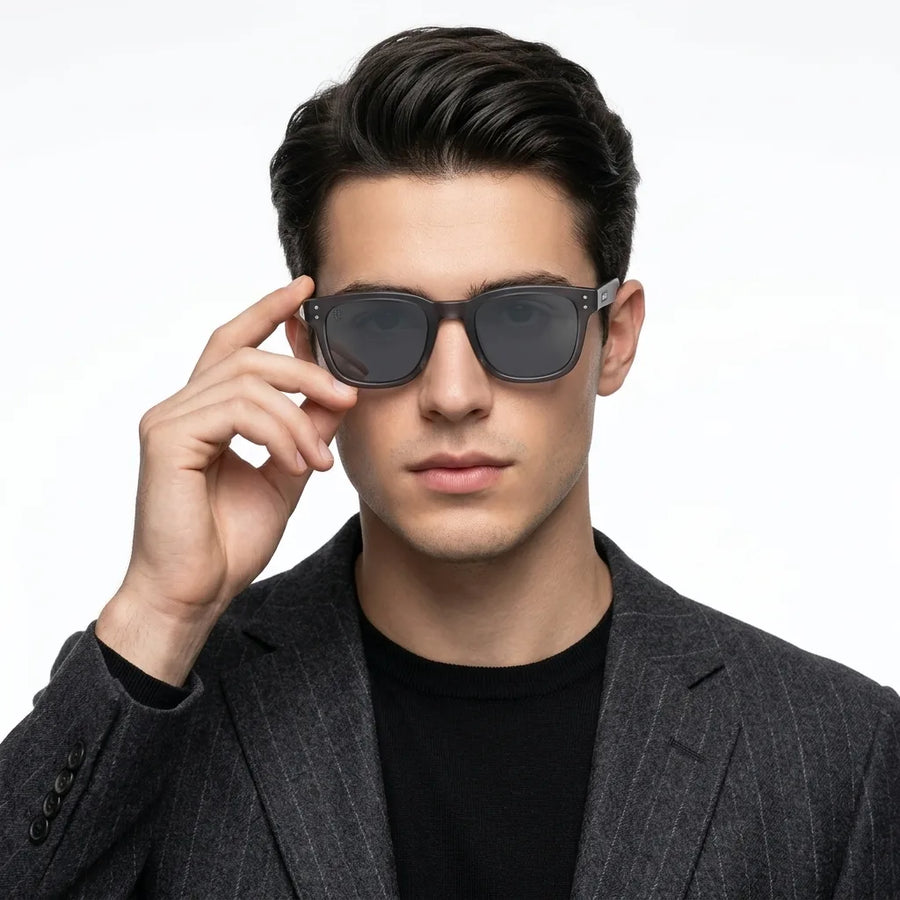 Nebulix | Grey Medium Full Rim Wayfarer Sunglasses for Men [UV-protected]