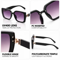 Rapture | Black Large Full Rim Square Sunglasses for Women [UV-protected]