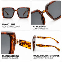 Rapture | Tiger-Black & Brown Large Full Rim Square Sunglasses for Women [UV-protected]