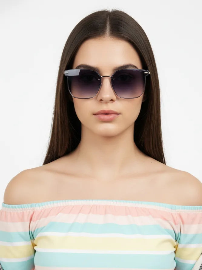 Arionis | Gradient Black Oversized Full Rim Wayfarer Sunglasses for Women [UV-protected]