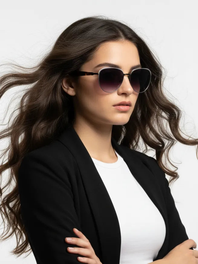 Eclipra | Gradient Black Large Full Rim Oval Sunglasses for Women [UV-protected]