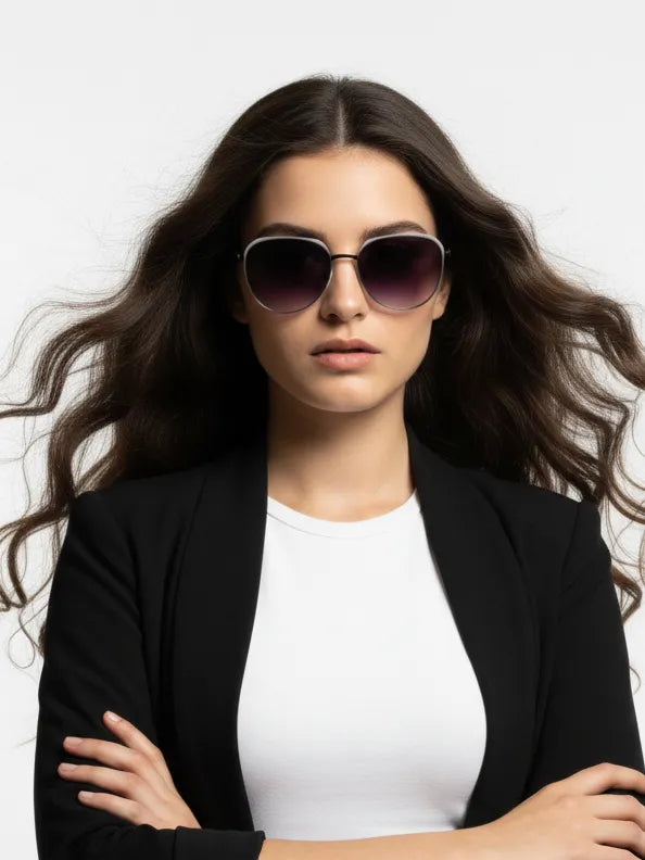 Eclipra | Gradient Black Large Full Rim Oval Sunglasses for Women [UV-protected]