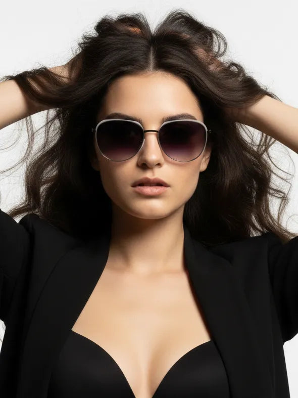 Eclipra | Gradient Brown Large Full Rim Oval Sunglasses for Women [UV-protected]