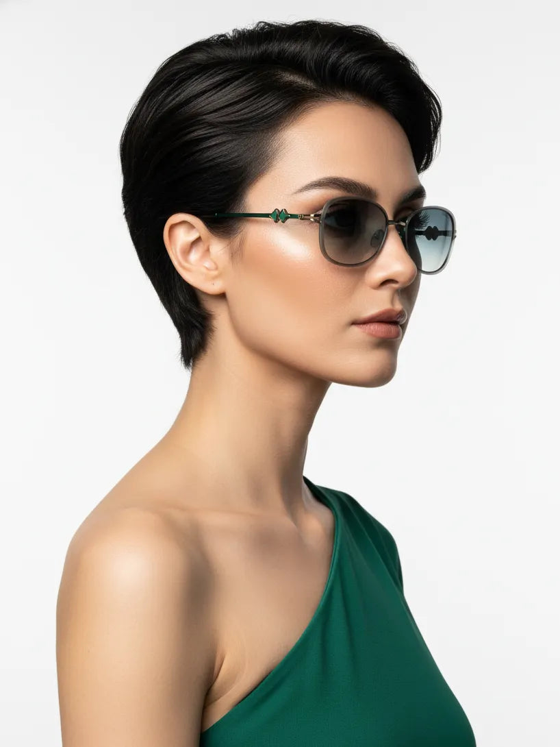 Crypta | Green Medium Full Rim Oval Sunglasses for Women [UV-protected]
