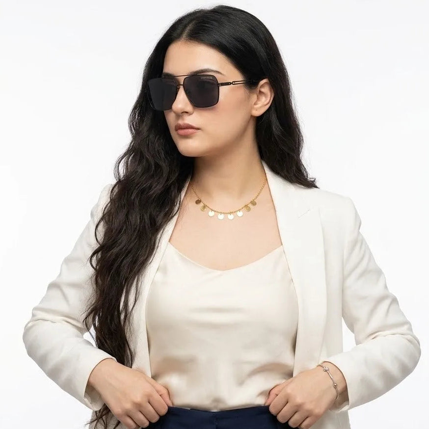 Orbital | Black Medium Full Rim Rectangle Sunglasses for Men & Women [UV-protected]