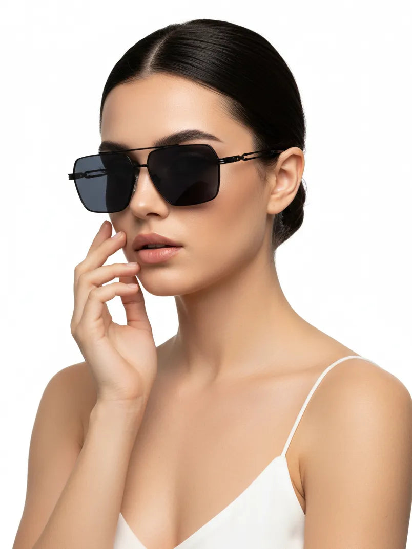 Orbital | Black Medium Full Rim Rectangle Sunglasses for Men & Women [UV-protected]