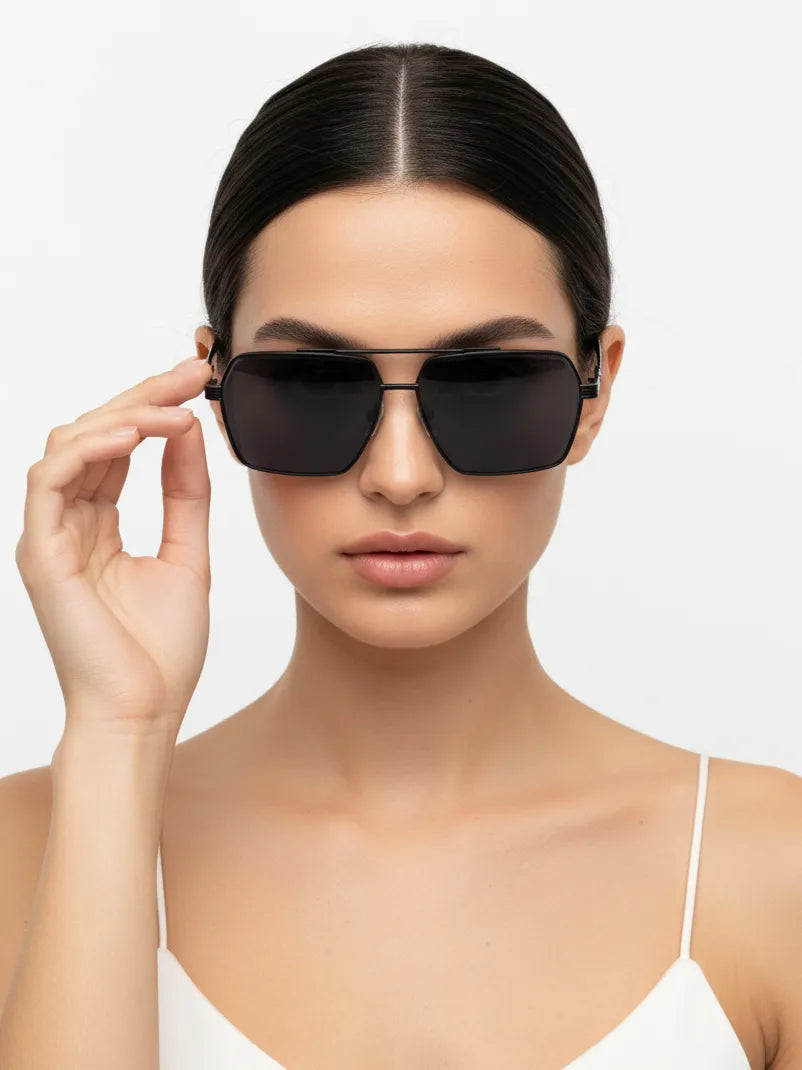 Orbital | Black Medium Full Rim Rectangle Sunglasses for Men & Women [UV-protected]