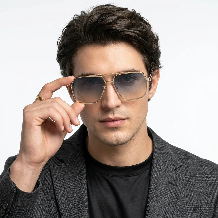 Orbital | Golden Black Medium Full Rim Rectangle Sunglasses for Men & Women [UV-protected]