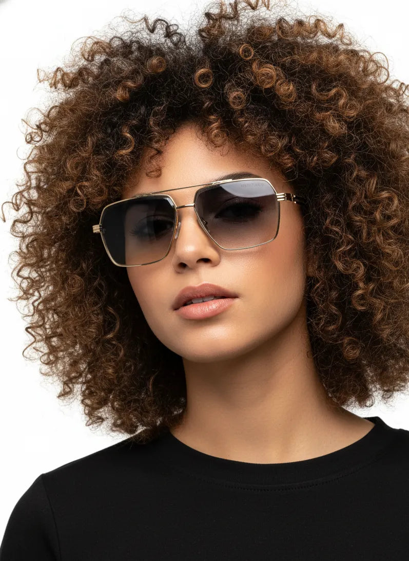 Orbital | Golden Black Medium Full Rim Rectangle Sunglasses for Men & Women [UV-protected]