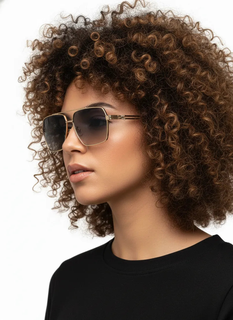 Orbital | Golden Black Medium Full Rim Rectangle Sunglasses for Men & Women [UV-protected]