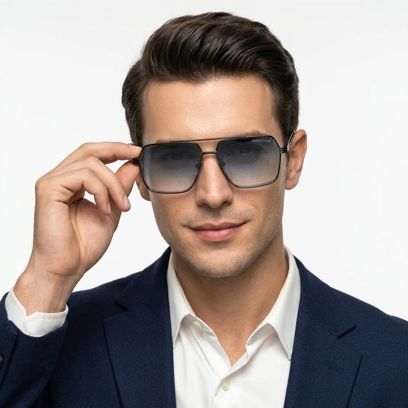 Orbital | Gradient Grey Medium Full Rim Rectangle Sunglasses for Men & Women [UV-protected]