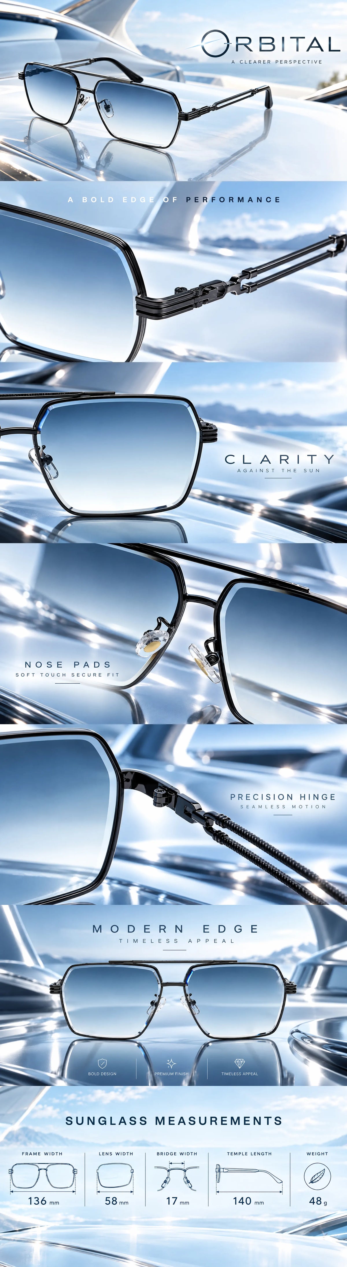 Orbital | Gradient Grey Medium Full Rim Rectangle Sunglasses for Men & Women [UV-protected]