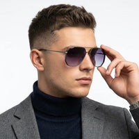 Drakara | Grey Large Full Rim Hexagonal Sunglasses for Men [Polarized]