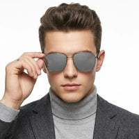 Quivion | Grey Large Full Rim Square Sunglasses for Men [Polarized]