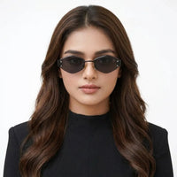 SEVA | Black Medium Rim Less Diamond with Lock Side Hinges Sunglasses for Men & Women [UV-protected]