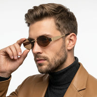 SEVA | Golden Medium Rim Less Diamond with Lock Side Hinges Sunglasses for Men & Women [UV-protected]