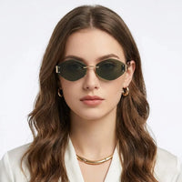 SEVA | Golden Green Medium Rim Less Diamond with Lock Side Hinges Sunglasses for Men & Women [UV-protected]