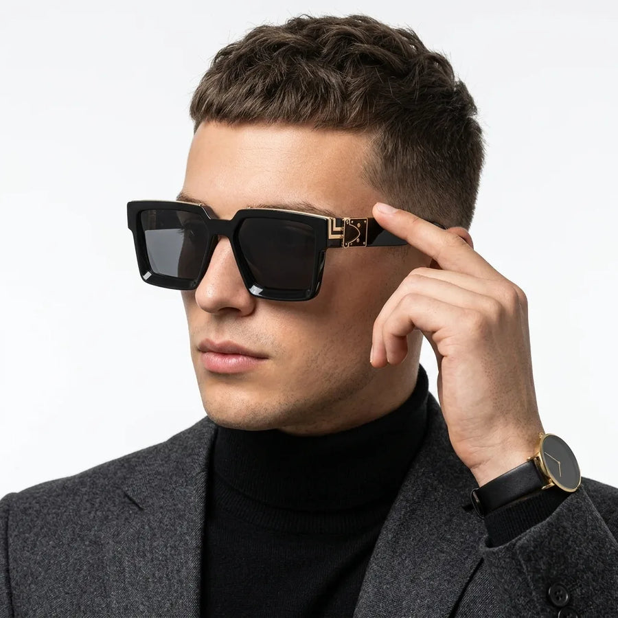 Bold | Black Medium Full Rim Square Sunglasses for Men [UV-protected]